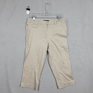 Larry Levine Capri Pants Size 10 Beige Stretch Pockets